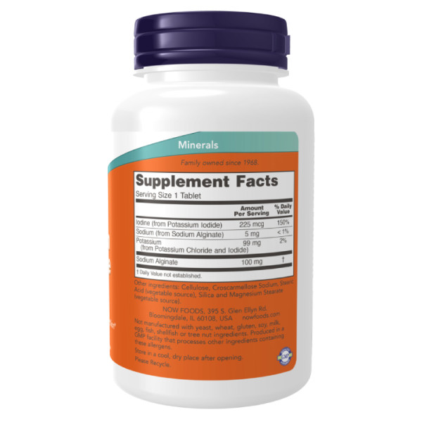 Product composition NOW Foods Potassium plus Iodine 180 tabs.