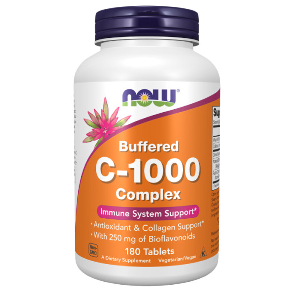 NOW Foods Witamin C-1000 Complex 180 tabs. Buffered with 250mg Bioflavonoids