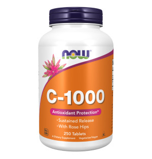 NOW Foods Vitamin C-1000 with Rose Hips 250 tabs. Sustained Release