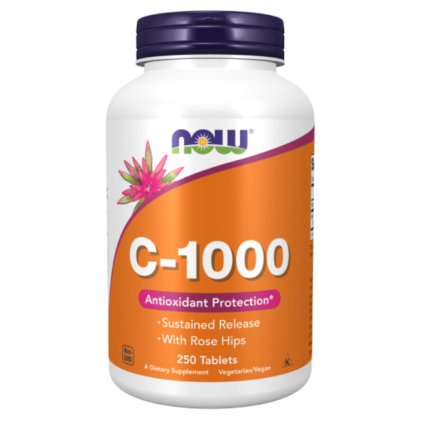 NOW Foods Vitamin C-1000 with Rose Hips 250 tabs. Sustained Release