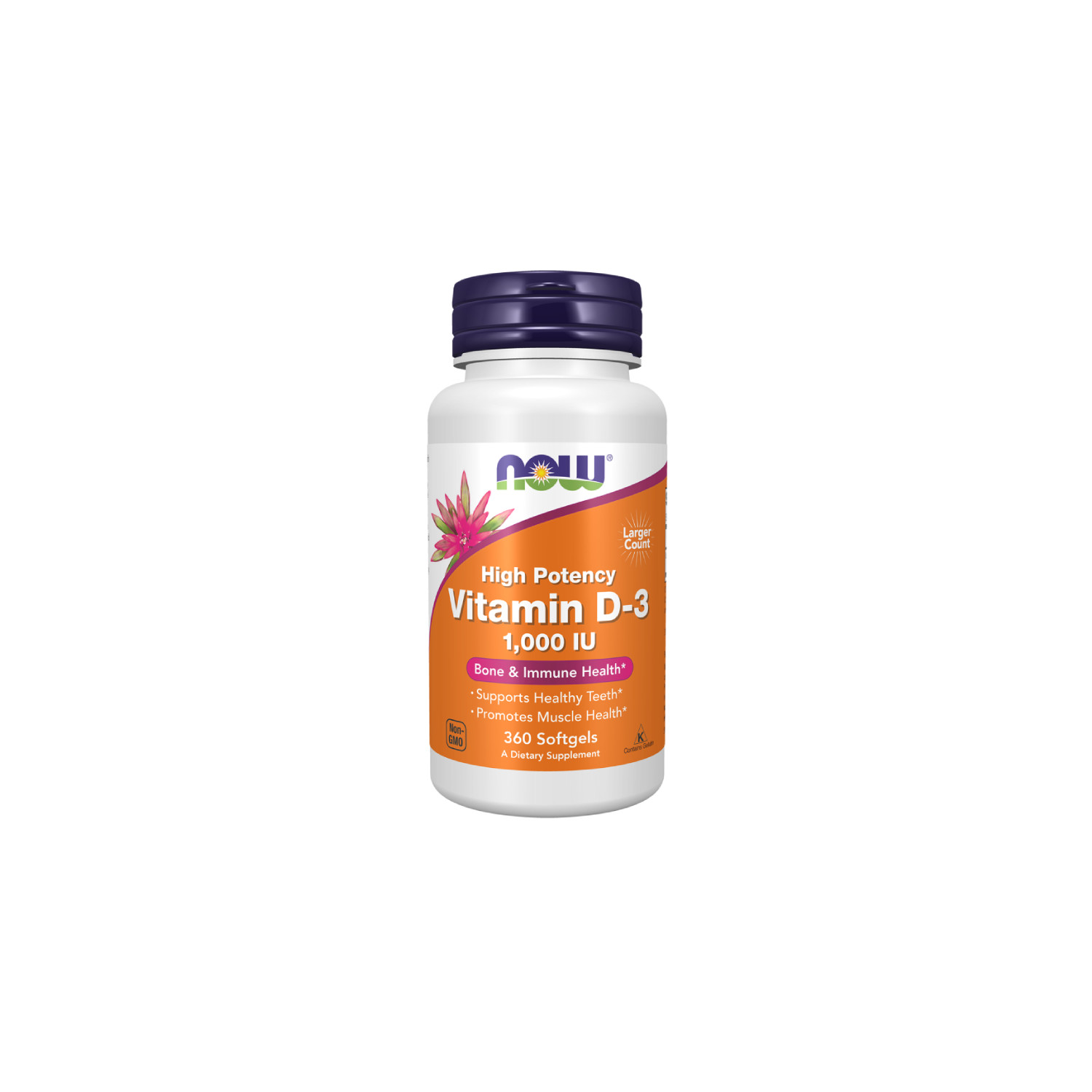 NOW Foods Vitamin D-3 1000IU 360 caps. Softgels