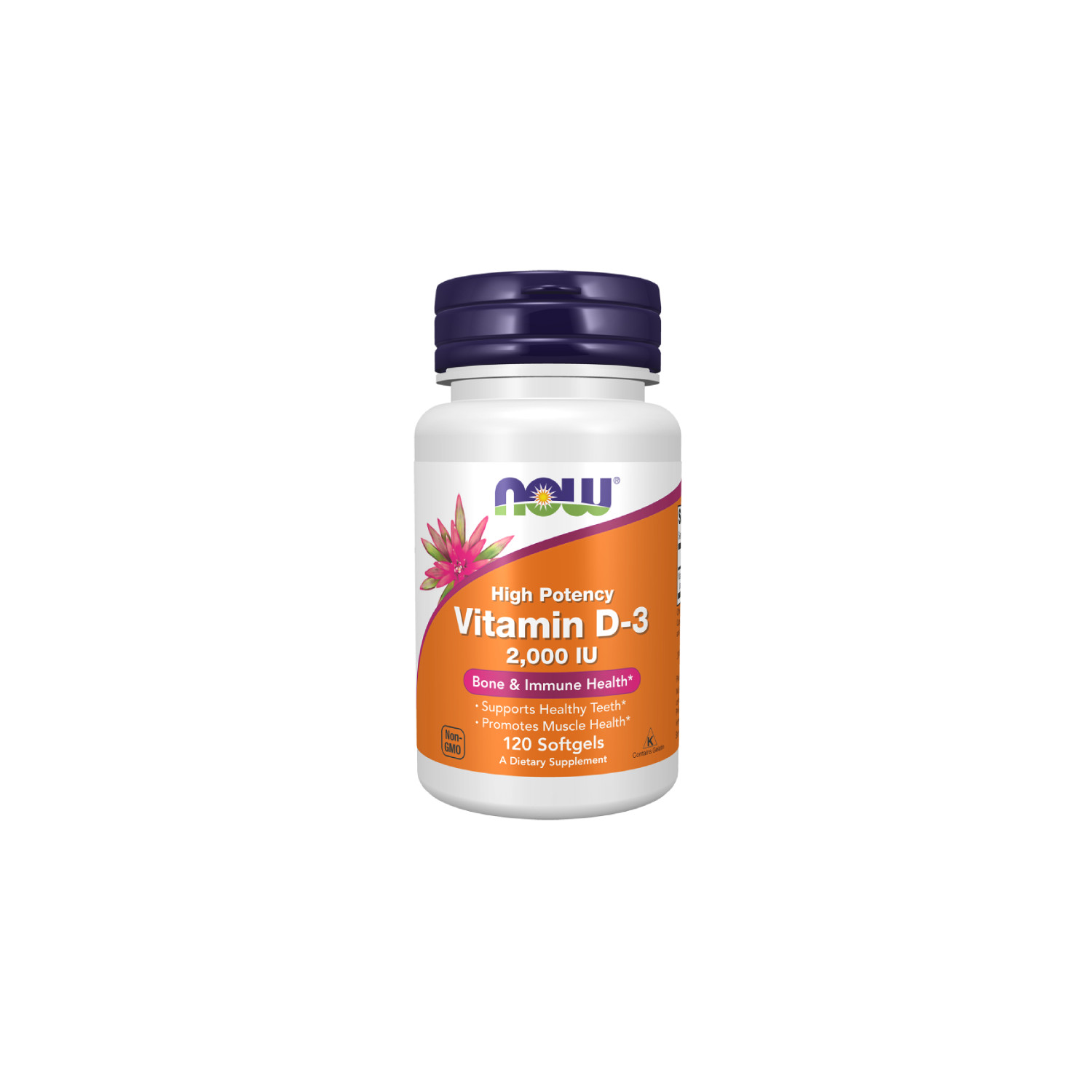 NOW Foods Vitamin D-3 2000IU 120 caps. Softgels