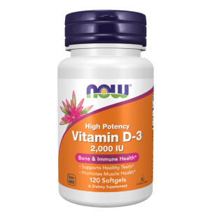 NOW Foods Vitamin D-3 2000IU 120 caps. Softgels