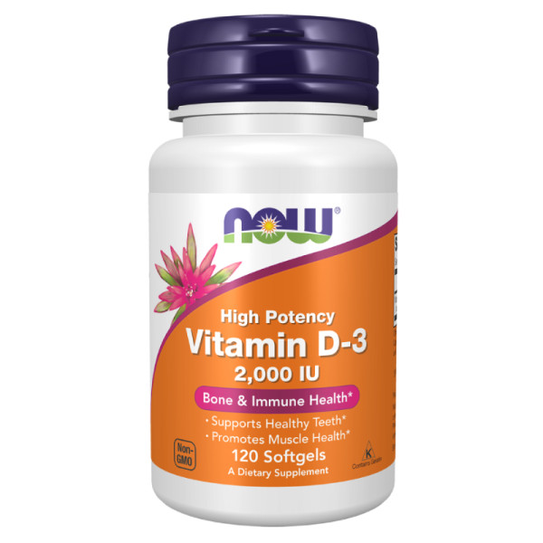 NOW Foods Vitamin D-3 2000IU 120 caps. Softgels