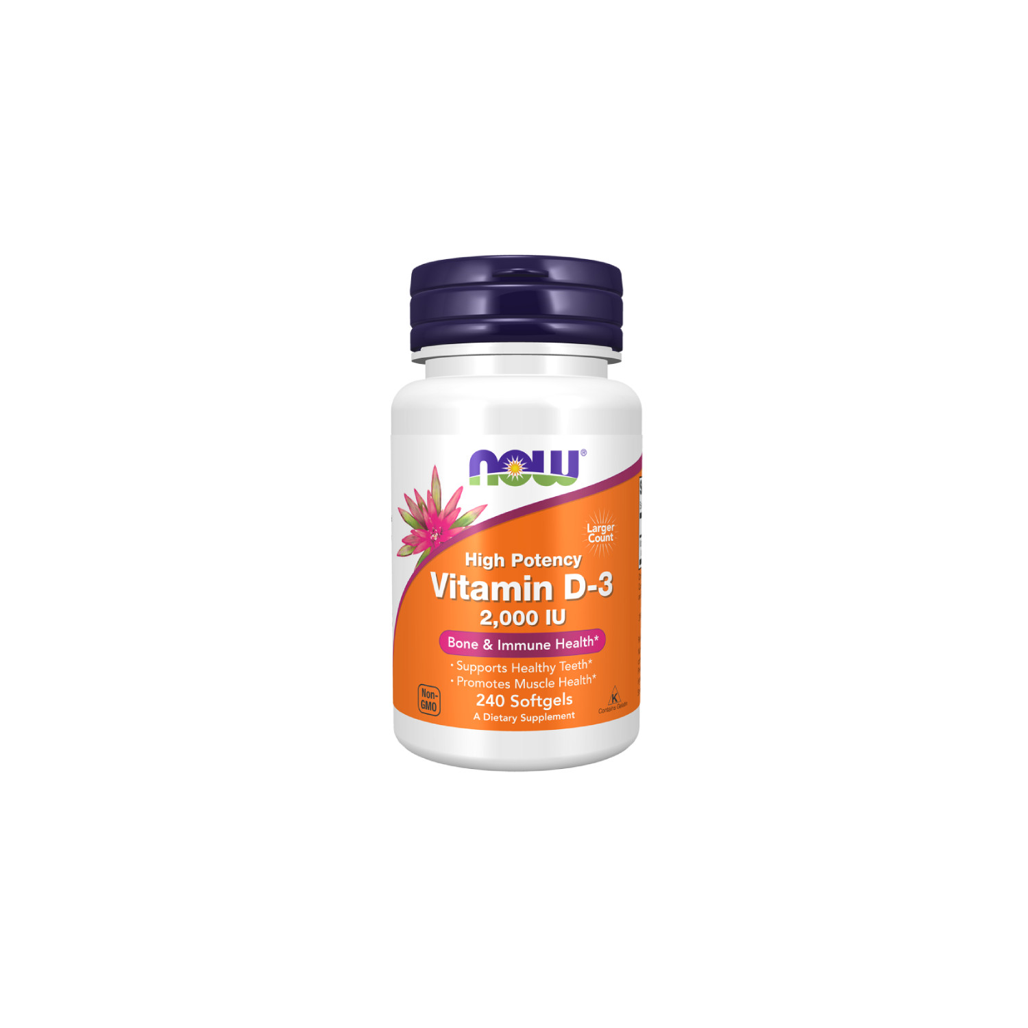 NOW Foods Vitamin D-3 2000IU 240 caps. Softgels