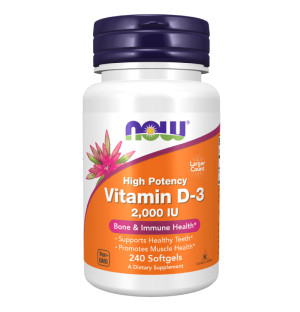 NOW Foods Vitamin D-3 2000IU 240 caps. Softgels