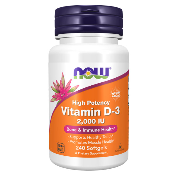 NOW Foods Vitamin D-3 2000IU 240 caps. Softgels