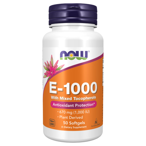 NOW Foods Vitamin E-1000 Natürliche Tocopherol Mischung 50 kaps. Softgels