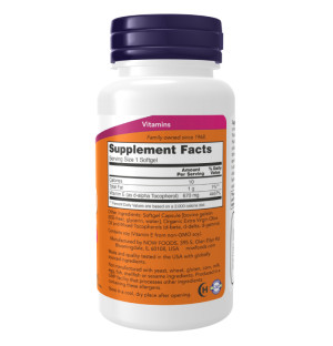 Product composition NOW Foods Vitamin E-1000 Natural Mixed Tocopherols 100 caps. Softgels