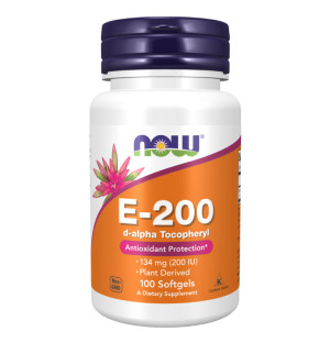 NOW Foods Vitamin E-200 D-Alpha Tocopheryl 100 caps. Softgels