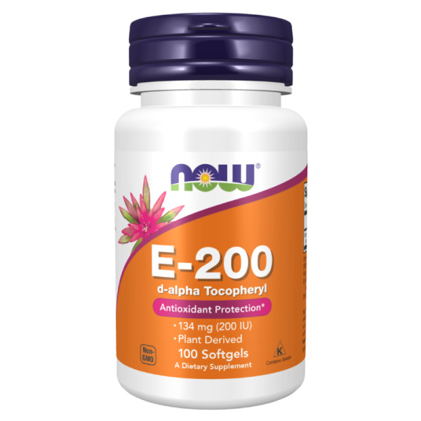 NOW Foods Vitamin E-200 D-Alpha Tocopheryl 100 caps. Softgels