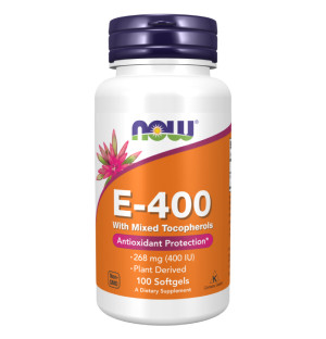 NOW Foods Vitamin E-400 Natürliche Tocopherol Mischung 100 kaps. Softgels