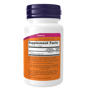 Product composition NOW Foods Vitamin E-400 Natural Mixed Tocopherols 100 caps. Softgels