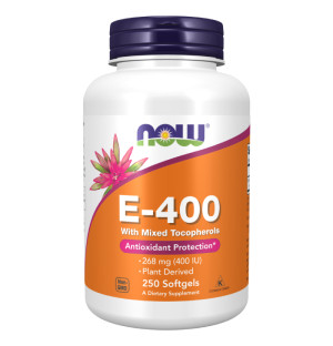 NOW Foods Vitamin E-400 Natürliche Tocopherol Mischung 250 kaps. Softgels