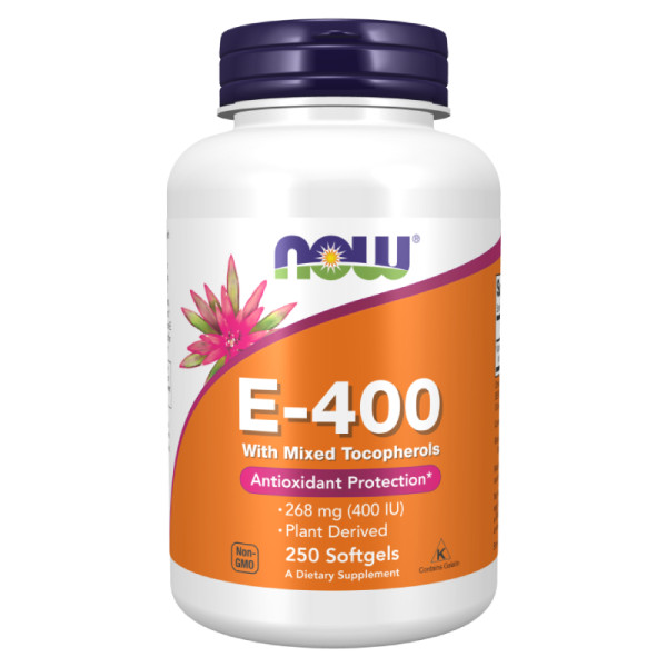 NOW Foods Vitamin E-400 Natürliche Tocopherol Mischung 250 kaps. Softgels