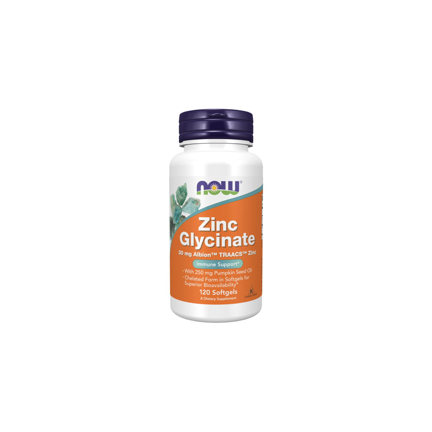 NOW Foods Zinc Glycinate 30 mg 120 caps. Softgels