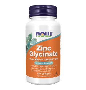 NOW Foods Zinc Glycinate 30 mg 120 caps. Softgels