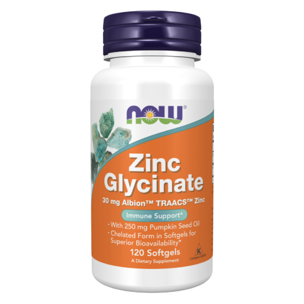 NOW Foods Zinc Glycinate 30 mg 120 caps. Softgels