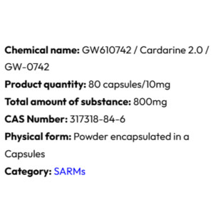 Detailed information Powerock Pharma GW-0742 SUPER CARDARINE 10mg 80 caps.