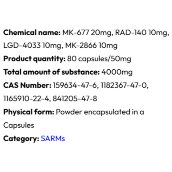 Detailed information Powerock Pharma HARDCORE 50mg 80 caps.