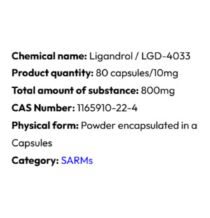 Detailed information Powerock Pharma LGD-4033 LIGANDROL 10mg 80 caps.