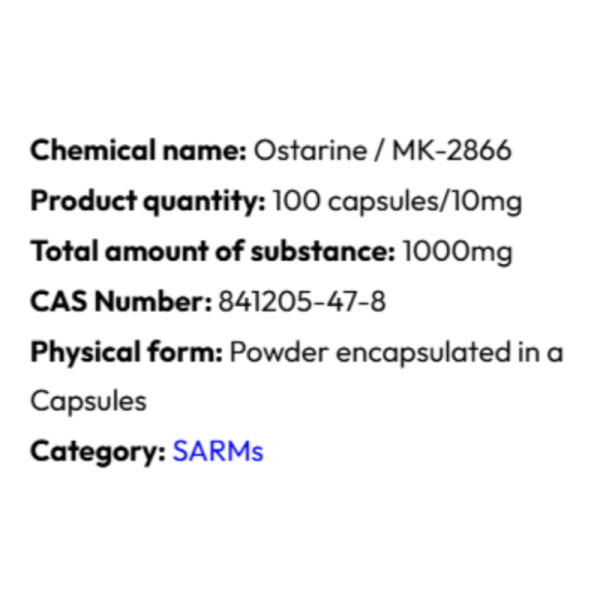 Detailed information Powerock Pharma MK-2866 OSTARINE 10mg 100 caps.