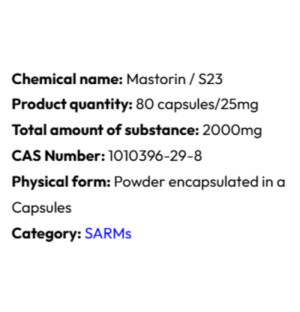 Szczegółowe informacje Powerock Pharma S23 MASTORIN 25mg 80 kaps.