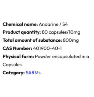 Detailed information Powerock Pharma S4 ANDARINE 10mg 80 kaps.