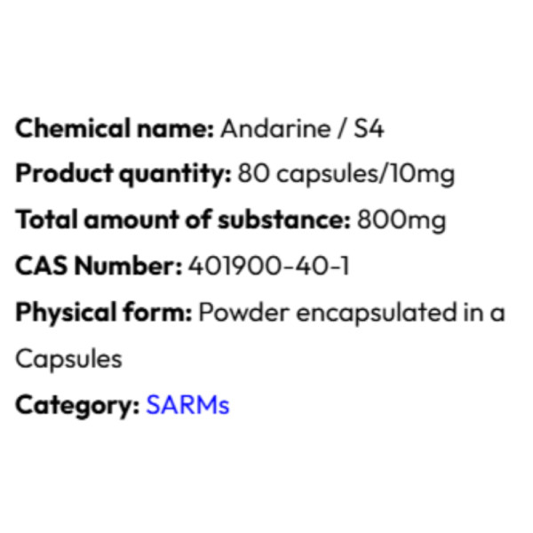 Detailed information Powerock Pharma S4 ANDARINE 10mg 80 kaps.