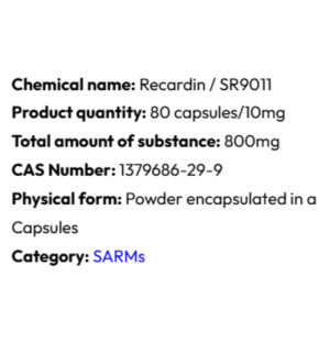 Detailed information Powerock Pharma SR9011 RECARDIN 10mg 80 caps.