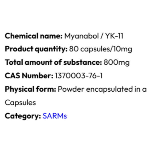 Detailed information Powerock Pharma YK-11 MYANABOL 10mg 80 kaps.