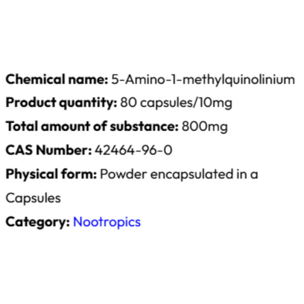 Detailed information Powerock Pharma 5-AMINO-1MQ 10mg 80 caps.