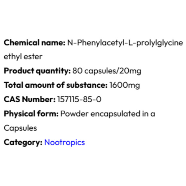 Detailed information Powerock Pharma NOOPEPT 20mg 80 caps.