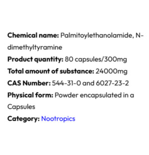 Detailed information Powerock Pharma PEA HORDENINE 300mg 80 caps.