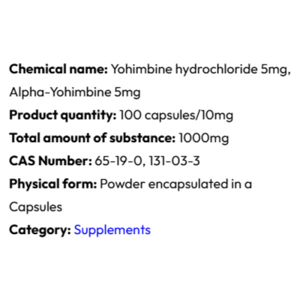 Detailed information Powerock Pharma DOUBLE YOHIMBINE HCL 10mg 100 kaps.