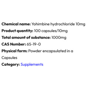 Szczegółowe informacje Powerock Pharma YOHIMBINE HCL 10mg 100 kaps.