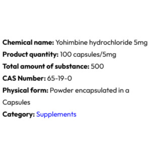 Detailed information Powerock Pharma YOHIMBINE HCL 5mg 100 kaps.