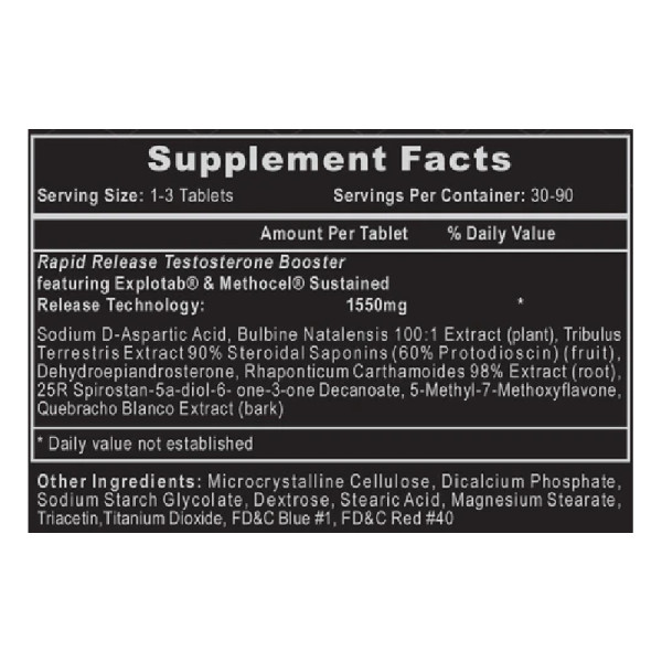 Product composition Hi-Tech Pharma Bulasterone 180 tabs.