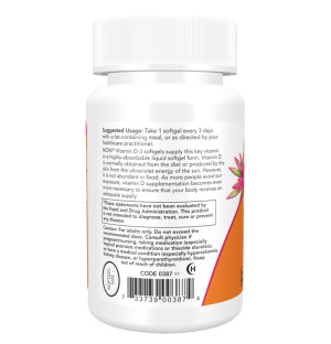 Product composition NOW Foods Witamin D-3 10,000 IU 120 caps. Softgels