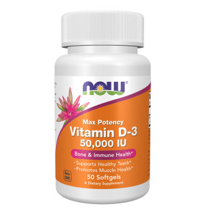 NOW Foods Witamin D-3 50,000 IU 50 caps. Softgels