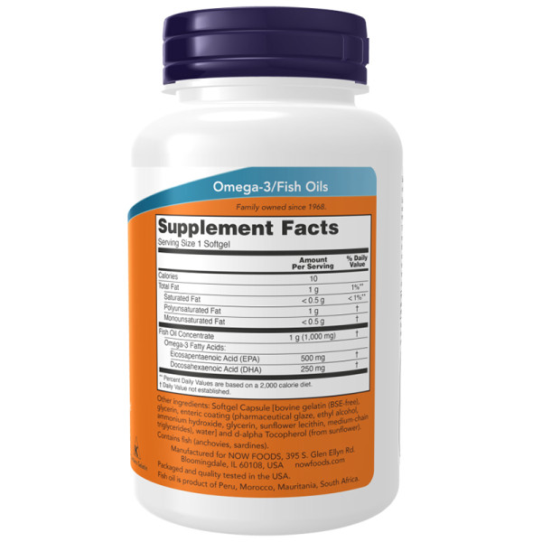 Product composition NOW Foods Ultra Omega-3 500EPA/250DHA 90 caps. Sotfgels