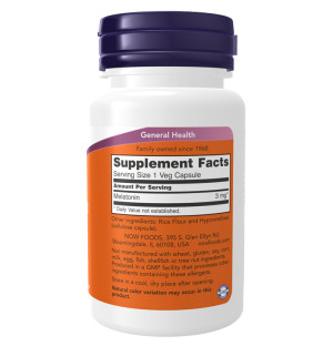 Zusammensetzung NOW Foods Melatonin 3mg 60 kaps. Vege