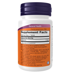 Product composition NOW Foods Melatonin 5mg Sustained Release 120 tabs.