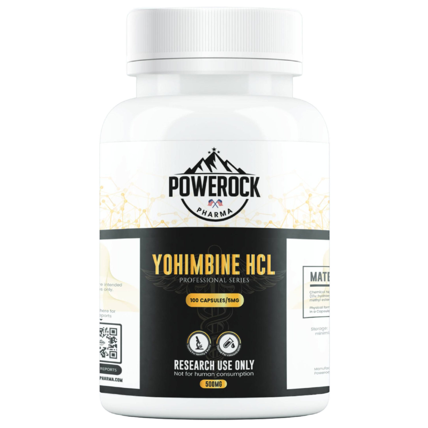 Powerock Pharma YOHIMBINE HCL 5mg 100 caps. 500mg ★