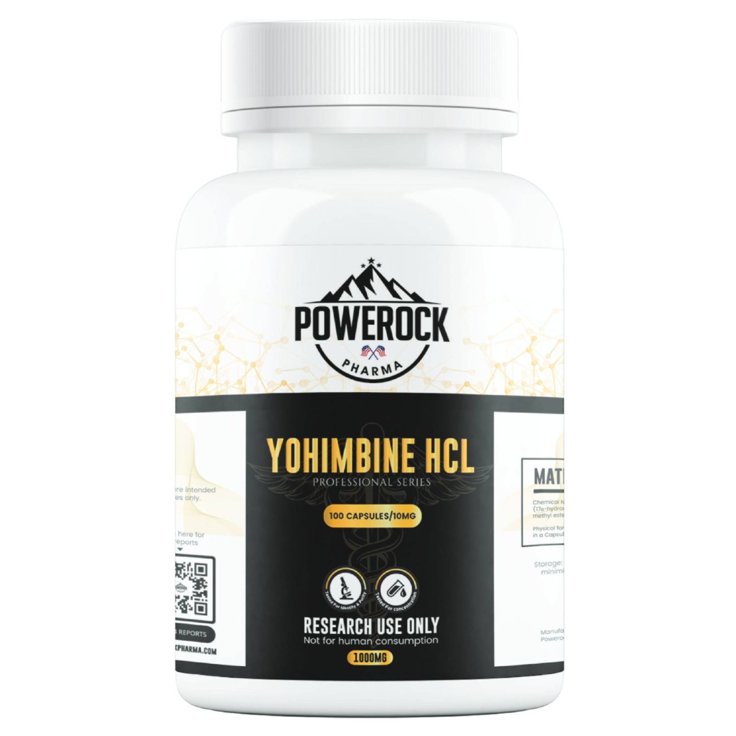 Powerock Pharma YOHIMBINE HCL 10mg 100 caps. 1000mg ★