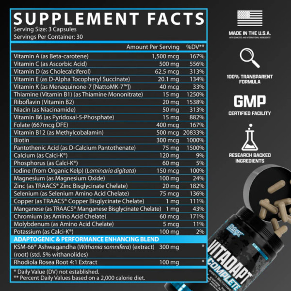 Product composition Nutrex Vitadapt 90 caps.