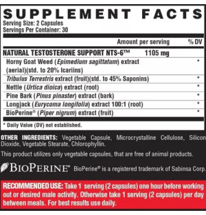 Product composition Nutrex VITRIX MALE PERFORMANCE NTS-6 30 caps.