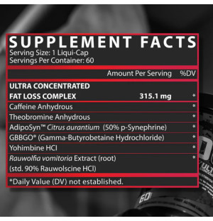 Product composition Nutrex LIPO6 Black UC (USA Version) 60 caps.
