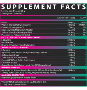 Product composition Nutrex Outlift AMPED 445g Strawberry-Watermelon