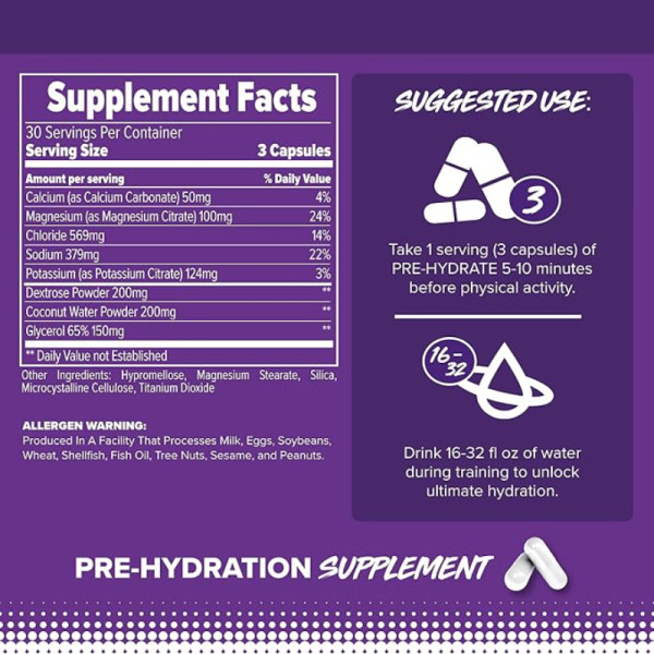 Product composition Finaflex Redefine Pre-Hydr8 90 caps.